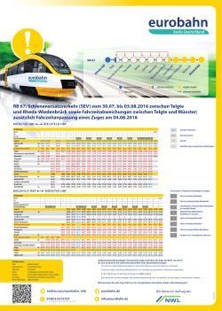 3.8., Fahrzeitänderungen 4.8.2016