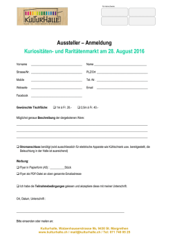 Kuriositäten und Raritäten-Markt Anmeldung