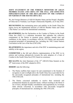 joint statement of the foreign ministers of asean member states and