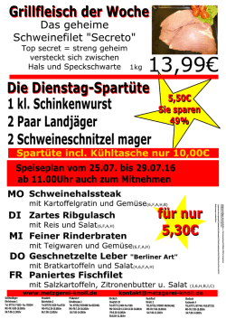 Dienstag - Spart&uuml;te