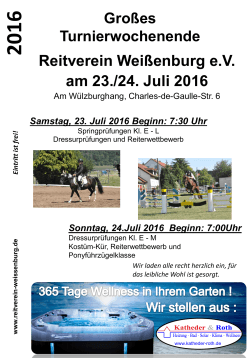 Plakat turnier 2016 - Reitverein Weißenburg eV