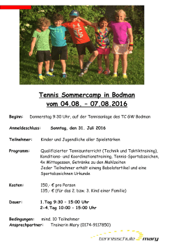 Tennis Camp Bodman 2016 - TC Grün-Weiss Bodman