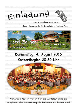 Donnerstag, 4. August 2016 Konzertbeginn 20:30 Uhr