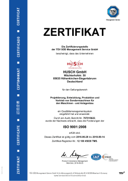 zertifikat - HUSCH Handhabungstechnik GmbH