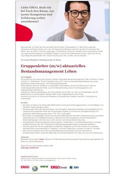 Gruppenleiter(m/w)aktuarielles BestandsmanagementLeben
