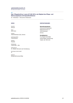 Dipl. Pflegefachfrau/-mann HF (80-90%) als Mitglied des