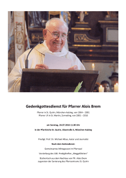 Gedenkgottesdienst für Pfarrer Alois Brem