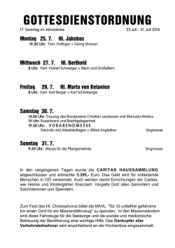 Gottesdienstordnung vom 04.Juli
