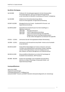 1 Beruflicher Werdegang Zusatzqualifikationen