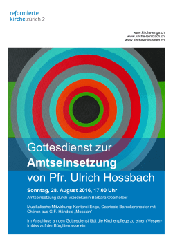 Gottesdienst zur Amtseinsetzung von Pfr. Ulrich Hossbach