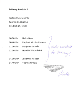 Analysis II (Prof. Mohnke, Prüfung am 01.08.2016)