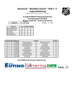 Spielplan A-Jugend - SC Westfalia Anholt 1920 eV