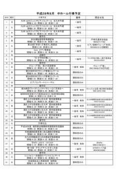 8月の戸畑市民会館中ホールの予定