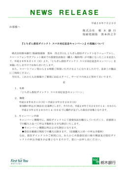 『とちぎん投信ダイレクト スマホ対応記念キャンペーン』の実施