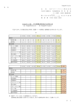 平成29年1月期 7月度販売状況のお知らせ （PDFファイル/287K）