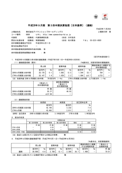 平成28年9月期 第3四半期決算短信〔日本基準〕