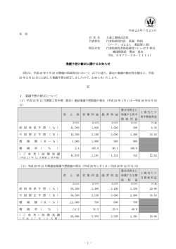 業績予想の修正に関するお知らせ