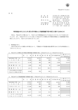 特別損益の計上ならびに第2四半期および通期業績予想