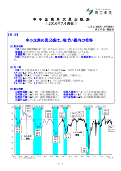 中小企業の景況感は、横ばい圏内の推移