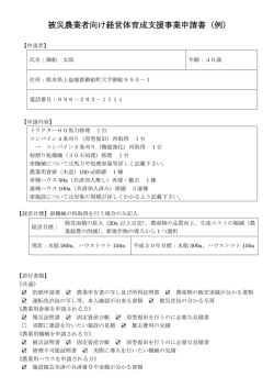 被災農業者向け経営体育成支援事業申請書（例）