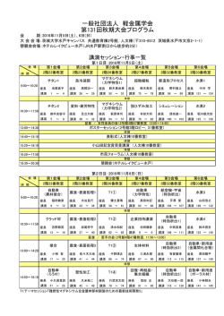 一般社団法人 軽金属学会 第131回秋期大会プログラム