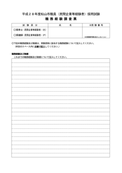 平成28年度松山市職員（民間企業等経験者）採用試験 職 務 経 験 調 査