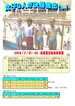 2016西日本ジュニア 女子3人が決勝へ
