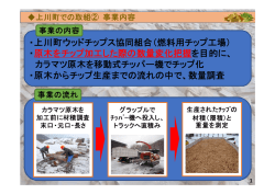 ・上川町ウッドチップス協同組合（燃料用チップ工場） ・原木をチップ加工