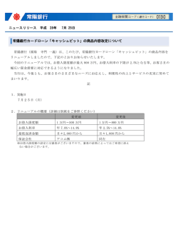 常陽銀行カードローン「キャッシュピット」の商品内容改定について