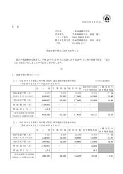 業績予想の修正に関するお知らせ[PDF 113KB]