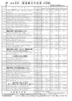 小学校 平成28年8,9月分学校給食予定献立表 [PDFファイル／110KB]