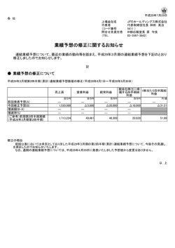 業績予想の修正に関するお知らせ