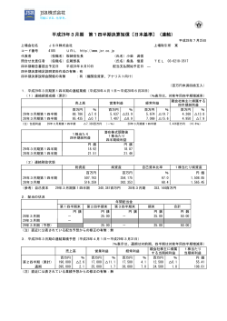 平成29年3月期第1四半期 決算短信