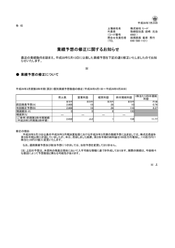 業績予想の修正に関するお知らせ