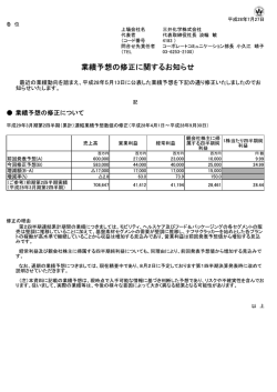 業績予想の修正に関するお知らせ