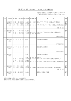 (参考)日 程 表（WCIT2016／日本航空）