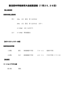 新潟県中学校体育大会結果速報（7月25日）
