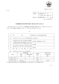 行使価額修正条項付新株予約権の大量行使に関するお知らせ 記