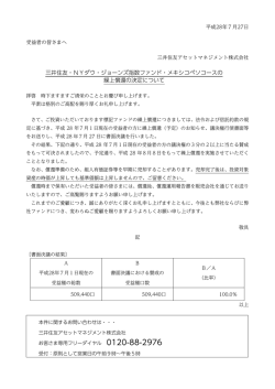 三井住友・NYダウ・ジョーンズ指数ファンド・メキシコペソコースの 繰上