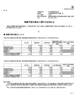 業績予想の修正に関するお知らせ（PDF：186KB）