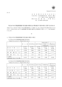 平成28 年9月期通期業績予想（連結・個別）及び期末配当予想の修正