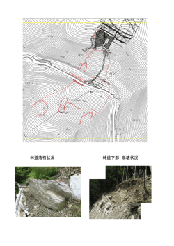林道落石状況 林道下部 崩壊状況
