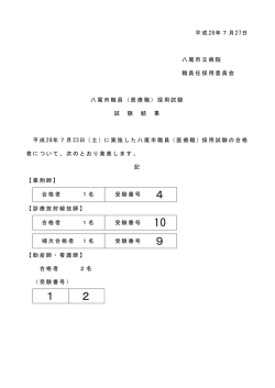 （薬剤師、診療放射線技師、助産師・看護師）採用試験