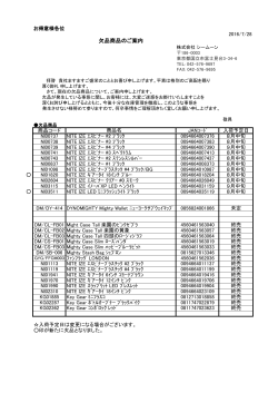 欠品商品のご案内