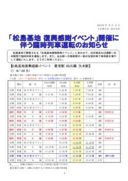 【松島基地復興感謝イベント 最寄駅：仙石線 矢本駅】