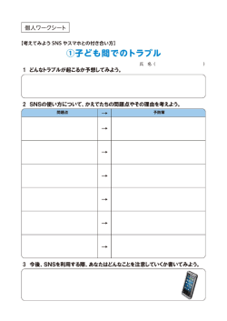 1 どんなトラブルが起こるか予想してみよう。 2 SNSの使い方について