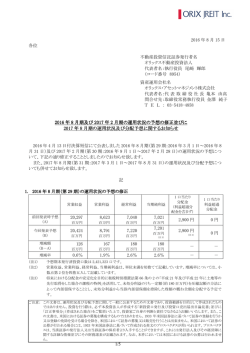 2016年8月期及び2017年2月期の運用状況の予想の修正並びに2017年