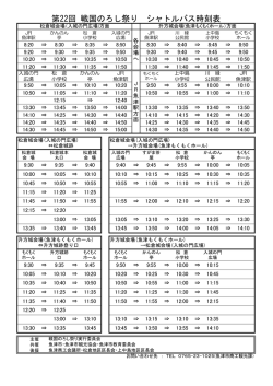 第22回 戦国のろし祭り シャトルバス時刻表