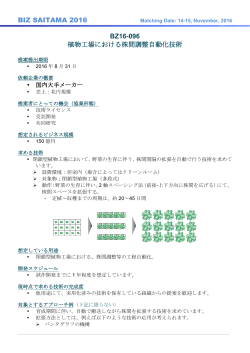 BIZ SAITAMA 2016 BZ16-096 植物工場における株間調整自動化技術