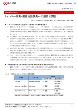 ミャンマー商業・居住施設開発への期待と課題